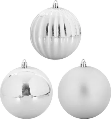 Productafbeelding van vidaXL Kerstboomornamenten set XXL, 3 stuks, zilver, diameter 25 cm, kunststof