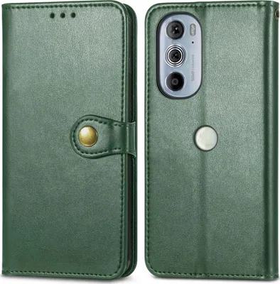 Produktbild von Mobigear Snap Button  Motorola Edge 30 Pro Hülle Klapphülle Geldbörse - Grün