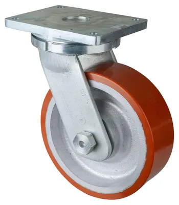 Produktbild von BS Rollen Lenkrolle RR100.C10.302 Durchmesser 300mm Tragfähigkeit 2800kg Platte 255x200mm Rad Aluminium / Guss-PUR95 - RR100.C10.302