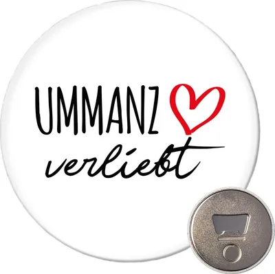 Produktbild von Huuraa Magnet Ummanz verliebt 59mm Kühlschrankmagnet rund Flaschenöffner Geschenkidee