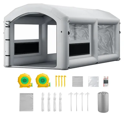 Immagine prodotto di SucceBuy Cabina di verniciatura gonfiabile 6x3x2,5 m Cabina di verniciatura portatile, tenda gonfiabile per verniciatura con ventilatori da 550 W e 750 W e sistema di filtraggio per moto, ATV e mobili di medie dimensioni Grigio