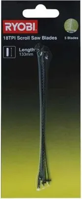 Image de Lames à chantourner Ryobi, 18 TPI, 133 mm, Pour scie à chantourner RSW1240G, SSB18TPI, Lot de 5