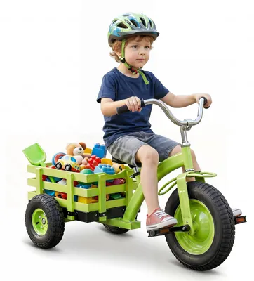 Obrázok produktu pre COSTWAY, trojkolka pre deti, detské bicykel do 91 kg s nastaviteľným sedadlom, tlmiacimi pneumatikami, pedálmi a prívesom, trojkolka pre deti od 3 rokov
