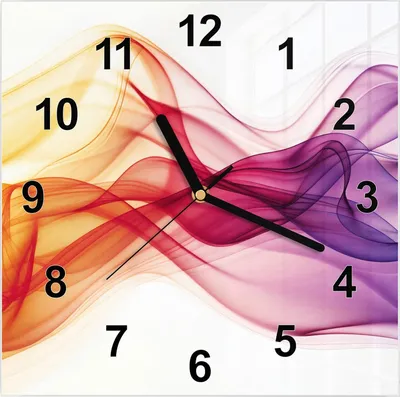 Produktbild von Wanduhr aus Glas mit Motiv Farbige Wellen- 30 x 30 cm - inkl. Aufhängesystem