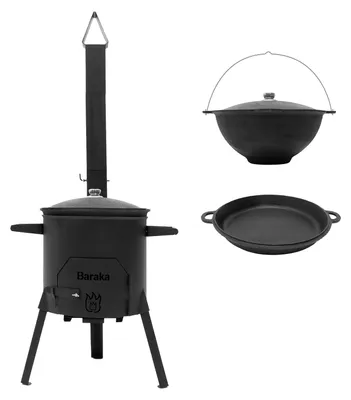 Produktbild von FlameFusion Utschak S Feuerofen Set inkl. 10 Liter Kazan & Pfanne Uchag Grillen & Kochen mit Outdoorküche