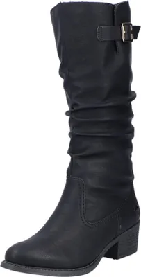 Produktbild von Rieker Damen Stiefel Blockabsatz Langschaft Raffung Zierschnalle 73191, Größe:38 EU, Farbe:Schwarz