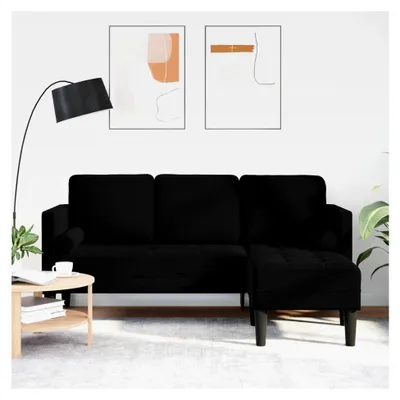 Produktbild von 3-Sitzer Sofa mit L-förmiger Chaise Schwarz 160 cm Samt