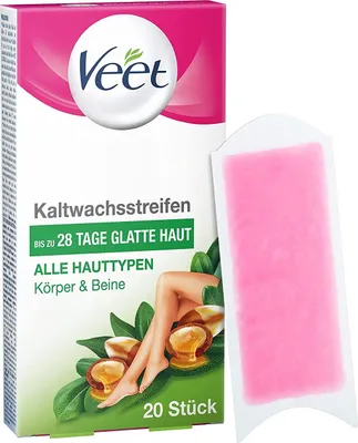 Immagine prodotto di Veet Essential Inspirations strisce di cera a freddo per gambe e corpo di tutti i tipi di pelle - ingredienti minimi - depilazione rapida ed efficace con tecnologia Easy-Gelwax - 20 pezzi