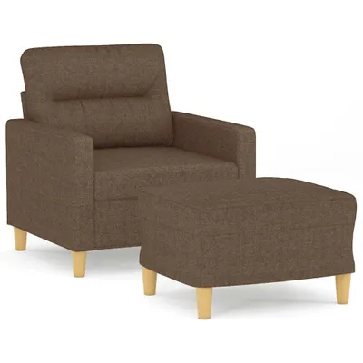Image de Fauteuil avec repose-pied Marron 60 cm Tissu