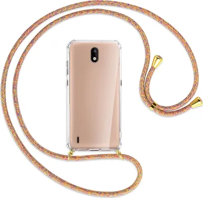 Produktbild von Handykette Backcover-Schutzhülle mit Band (Metall goldfarben) für Nokia 1.3 - Rainbow