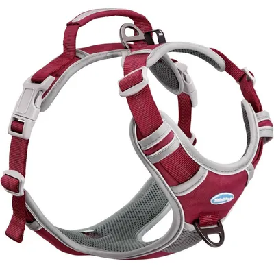 Immagine prodotto di Imbracatura per cani con maniglia, anti-tiro, regolabile, imbottita, traspirante, riflettente, colore rosso, taglia S