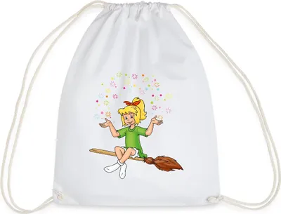 Produktbild von Spreadshirt Bibi Blocksberg Sitzt Auf Kartoffelbrei Turnbeutel, One size, Weiß
