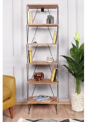 Image de Bibliothèque Étagère de rangement Bois MDF mélaminé Pin H 165 cm Industriel