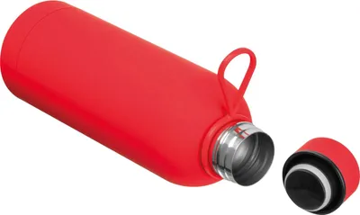 Produktbild von Edelstahl Trinkflasche / gummiert / 750ml / Farbe rot