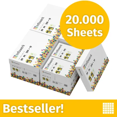 Image de Infowerk Papier d'impression Papier de copie 20000 feuilles 40 x 500 A4 80 g Premium White  PEFC