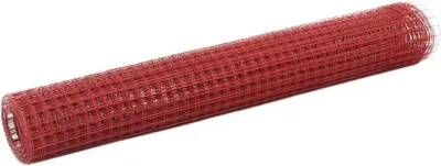Produktbild von Stahldrahtzaun mit PVC-Beschichtung, 25 x 1 m, rot – Maschendrahtzaun für Garten, Hühner, Hunde und Kaninchen