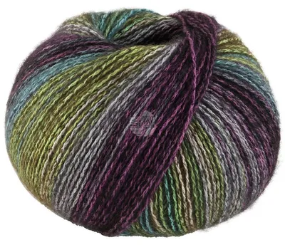 Produktbild von Lana Grossa GIANNA 50 g Feines Baumwollgarn mit weichen Merino- und Kaschmirfasern 180 m Farbe 006 - Oliv/Grau/Brombeer/Schwarz/Petrol