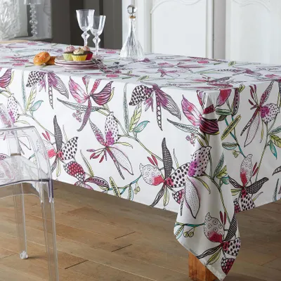 Produktbild von Beschichtete Tischdecke mit exotischen Blumen