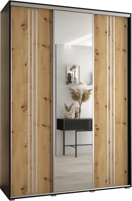 Produktbild von MEBLE KRYSPOL Davos 7 Schrank, drei Türen - 235,2x180x45 cm - Schwarz Artisan Silber