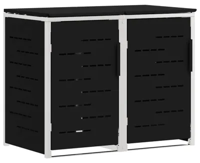 Produktbild von vidaXL Rollbehälterlagerung Schwarz 138 x 77,5 x 112,5 cm Edelstahl