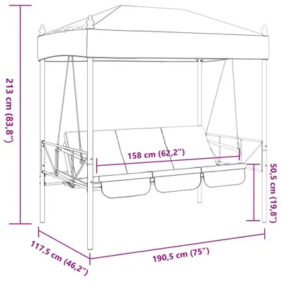 Produktbild von Hollywood-Schaukelstuhl - Hängestuhl - Verandaschaukel - Gartenbank - Schaukelbank - Anthrazitgrau