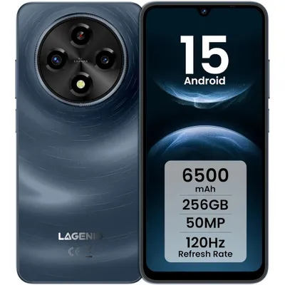 Image de Smartphone LAGENIO A12 Pro bleu foncé Android 24/256 Go, appareil photo 50 MP, téléphone portable 6,9 pouces 120 Hz 6500 mAh, GPS, reconnaissance faciale, mode enfants et seniors