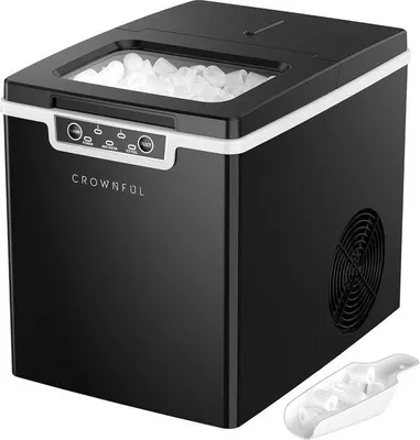 Immagine prodotto di Macchina per cubetti di ghiaccio elettrica - 9 cubetti pronti in 8-10 minuti - 26 libbre di cubetti di ghiaccio in 24 ore - Macchina per cubetti di ghiaccio con paletta e cestello, nera
