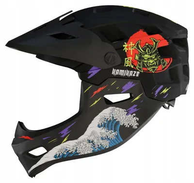 Produktbild von Kamikaze Kinnschutzhelm Ronin Wave black M 2in1 mit abnehmbarem Kinnbügel für E-Scooter, MTB & Offroad