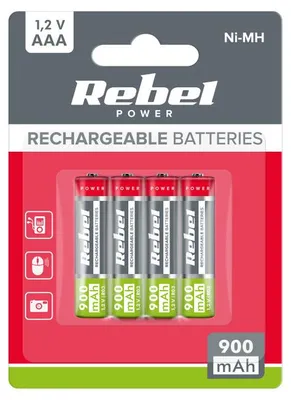 Zdjęcie produktu dla Rebel BAT2013 Akumulatory AAA, 900 mAh Ni-MH 1,2 V, 4 szt. (R3)