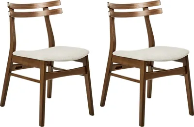 Produktbild von BELIANI Esszimmerstuhl 2er Set Braun u. Beige Holz mit Polstersitz Rückenlehne ohne Armlehnen Retro-Design Polsterstuhl Küchenstuhl Holzstuhl