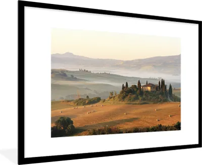 Produktbild von MuchoWow® Gerahmtes Poster Toskana - Landschaft - Bauernhaus 90x60 cm - Poster mit Schwarzem Bilderrahmen Wandposter Rahmen Foto Bilder - Wanddekoration - Fotos