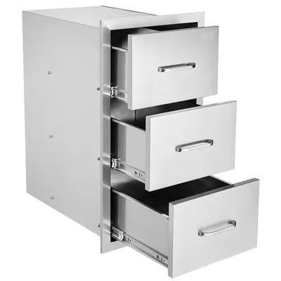 Obrázok produktu pre SucceBuy Zásuvky pre vonkajšie kuchyne, 16" Š x 28,5" V x 20,5" H, trojitý prístup ku grilovacím zásuvkám, 304 nerezová oceľ, zapustený dizajn, vrátane úchytiek, ideálne pre vonkajšie kuchyne, grilovacie stanice a terasy