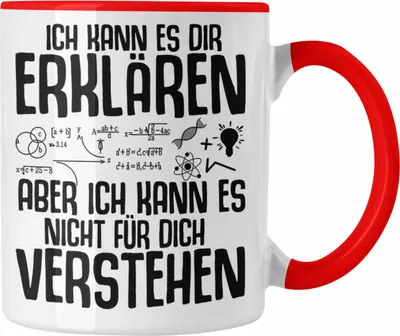 Produktbild von Trendation - Lehrer Tasse Geschenk Phsyik Mathe Lehrerin Geschenkidee mit Spruch Ich Kann Es Dir Erklären (Rot)
