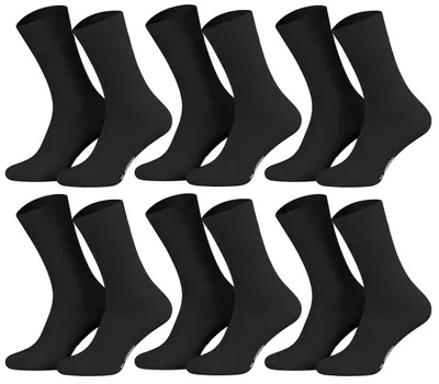 Tobeni Herren Socken 6-er Pack mit Elasthan und Softrand ohne Gummi Schwarz