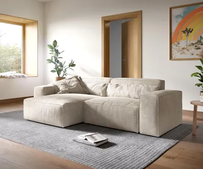 Produktbild von DELIFE Ecksofa Sirpio XL 270x170 cm Cord Beige Recamiere variabel
