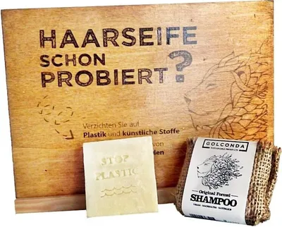 Produktbild von Golconda Haarseife Original Formel fettiges Haar Vegan REIN PFLANZLICH festes Shampoo Shampoostein