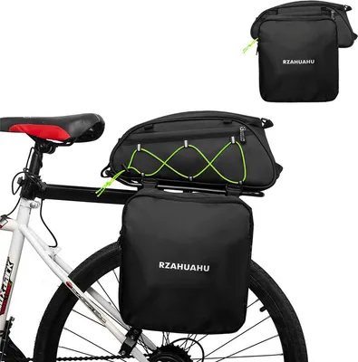 Produktbild von （20 Zoll，Grün）Fahrradtasche Fahrradaufbewahrungstasche Satteltasche Multifunktionale hintere Fahrradgepäckträgertaschen mit zwei Seitentaschen Erweiterbare Gepäckkoffertasche zum Radfahren