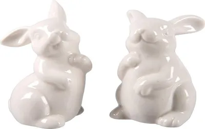 Produktbild von 2-teiliges Set Dekofiguren aus weißem Porzellan, je 7.5 x 6 x 12 cm groß