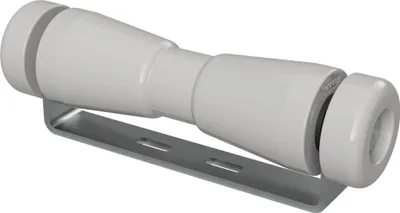 Immagine prodotto di Rullo per chiglia in poliuretano con supporto incl. tappi di chiusura rimorchio per barca zincato SUPROD, 250 mm (+ EC), grigio