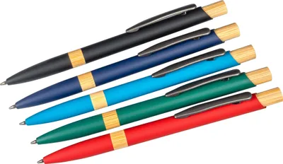 Produktbild von 5x Kugelschreiber / aus Metall / mit gummierter Oberfläche / 5 Farben