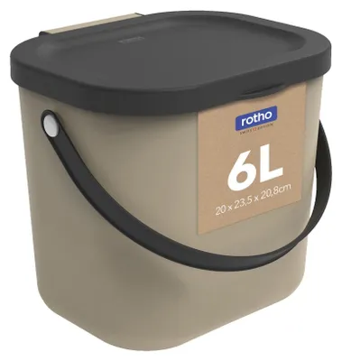 Productafbeelding van Bioafvalbak 6l met deksel en handvat voor de keuken
