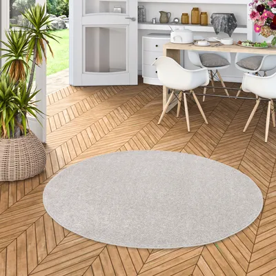 Produktbild von Teppich Hochflor Shaggy Cottage Silbergrau Rund, Größe:400 cm Rund