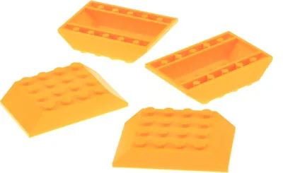 Produktbild von 4x Lego Dachstein 45° 6x4x1 hell orange doppelt Schrägstein Eisenbahn Dach 32083