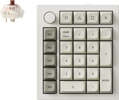Produktbild von Keychron Q0 Max QMK Kabellose Mechanische Numpad / Ziffernblock, Shell White, Gateron Jupiter Brown Q0M-P3