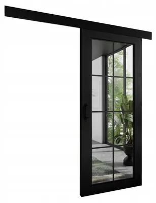 Produktbild von KierMoebel Schiebetür Komplettset ADIO 5, Wohnzimmer Schiebetür Schwarz 86x205x3,2 cm
