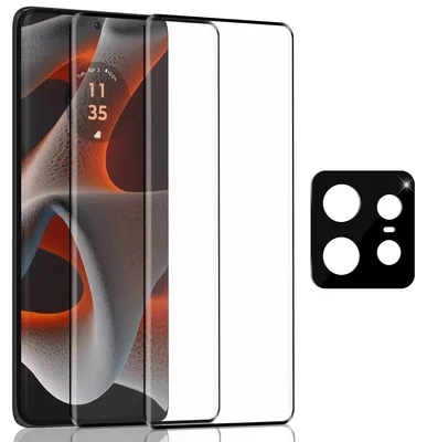 Obrázek produktu pro 2-balení Motorola Edge 50 Pro Ochranné sklo na displej & 1-balení ochrana objektivu - Tvrzené sklo 9H - Super kvalita 3D