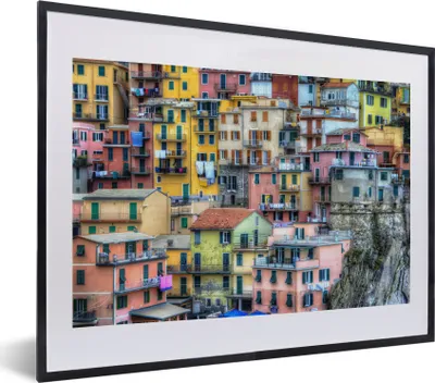 Produktbild von MuchoWow® MuchoWow® Gerahmtes Poster Die Farben der Häuser in Cinque Terre 40x30 cm - Poster mit zchwarzem Bilderrahmen - Bilderrahmen - Poster im Rahmen