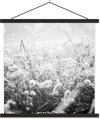 Produktbild von MuchoWow® Textilposter Winter - Schwarz - Weiß - Eis 90x90 cm mit schwarzem Rahmen - Magnetisches