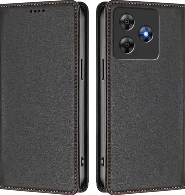 Produktbild von Handyhülle für Blackview Wave 8 /Wave 8C, Kunstleder Klapphülle Stoßfeste Magnetische Hülle mit Ständer Schwarz