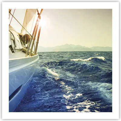 Produktbild von Poster - Poster ohne Rahmen - Yacht Segelboot Sonne - 60x60 cm - Wand Bild - Wanddeko - Wandbilder - Kunstposter - Wandposter - Bilder - Kunstdruck - Wanddekoration - Wandbild - P2XAC60x60-4138
